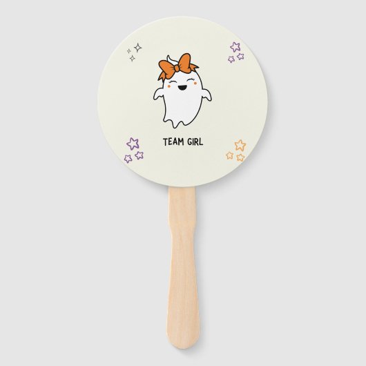 ハロウィーン幽霊ジェンダー投票ファンを明らかにする ハンドファン (裏面)