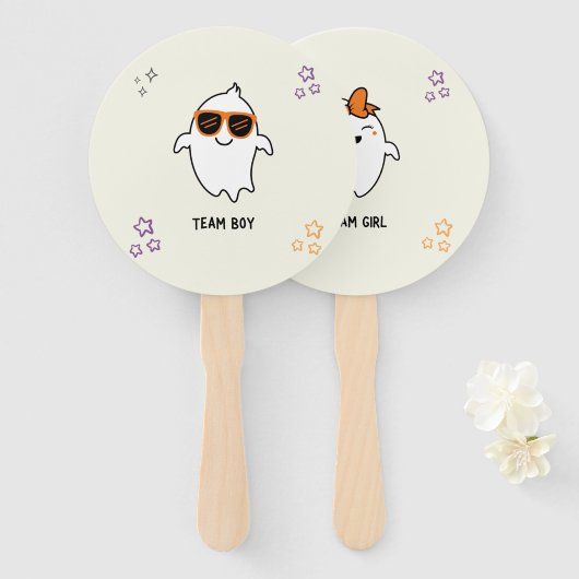 ハロウィーン幽霊ジェンダー投票ファンを明らかにする ハンドファン (正面&裏面)