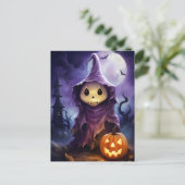 ハロウィーン幽霊ジャック・オ・ランタンイラストレーション シーズンポストカード (スタンド正面)