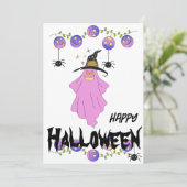 ハロウィーン幽霊スカルガーランドグリーティングカード 招待状 (スタンド正面)