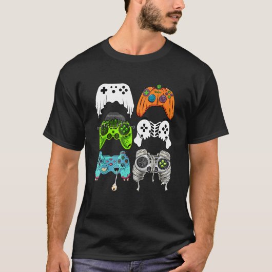 ハロウィーン幽霊スケルトンゾンビゲーミングコントローラー Tシャツ (正面)