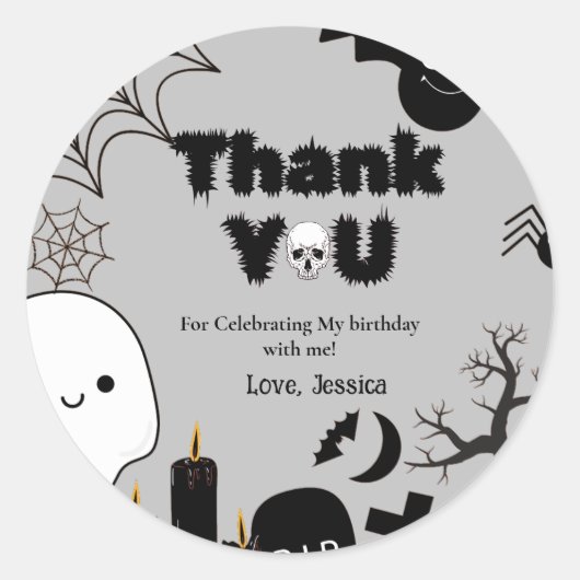 ハロウィーン幽霊スプオキーサンキューバースデーパーティー ラウンドシール (正面)