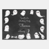 ハロウィーン幽霊スプーク子供の誕生日パーティー ラッピングペーパーシート (正面)