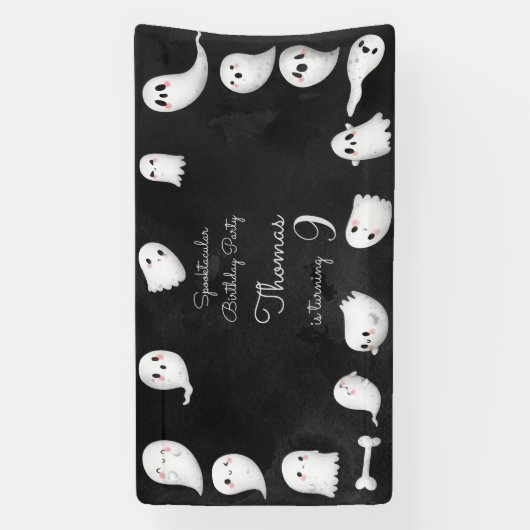 ハロウィーン幽霊スプーク子供の誕生日パーティー 横断幕 (縦)
