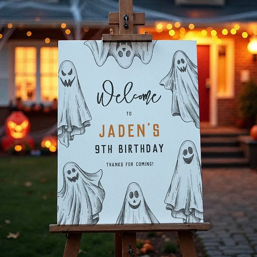 ハロウィーン幽霊スポオクタキュラー誕生日ウェルカムサイン ポスター