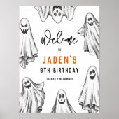 ハロウィーン幽霊スポオクタキュラー誕生日ウェルカムサイン ポスター (正面)