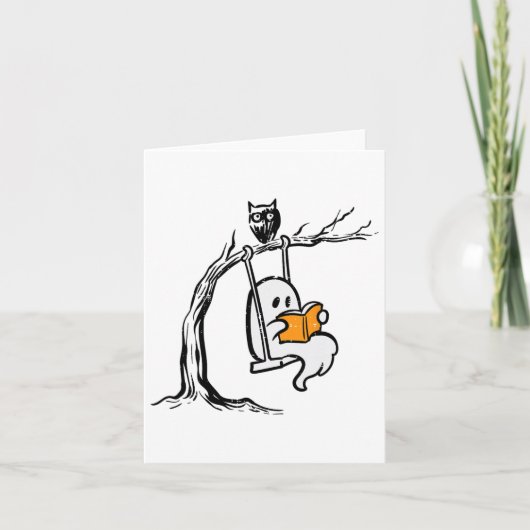 ハロウィーン幽霊ス読イングのヴィンテージ衣装のWome カード (正面)