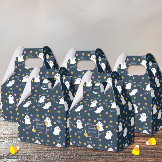 ハロウィーン幽霊ダークブルー赤ちゃんシャワー特典ボックス フェイバーボックス