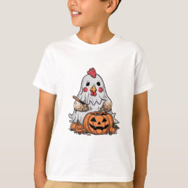 ハロウィーン幽霊チキン#9デジタルアート Tシャツ