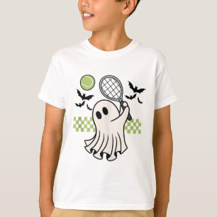 ハロウィーン幽霊テニスプレーヤーレトロ不気味シーズン Tシャツ