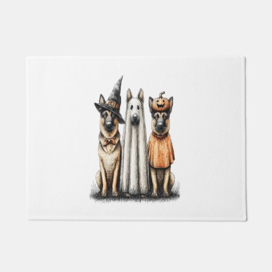 ハロウィーン幽霊ドイツシェパードドッグ ドアマット (正面)