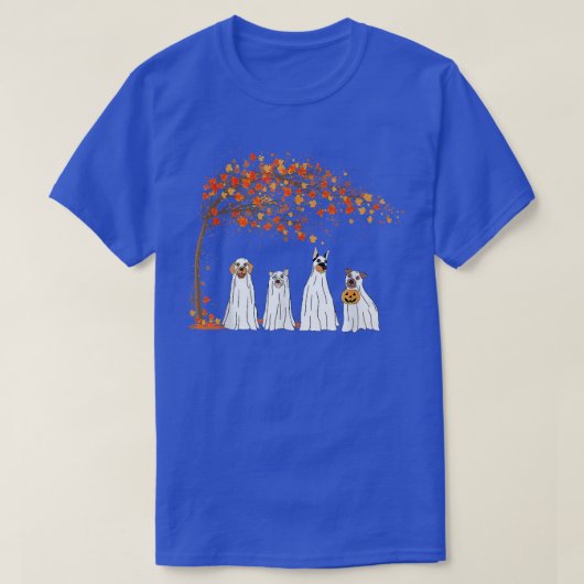 ハロウィーン幽霊ドッグレトロ秋感謝祭不気味 Tシャツ (デザイン正面)