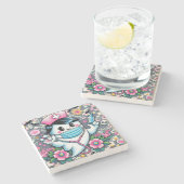 ハロウィーン幽霊ナースとマスクとシリンジ ストーンコースター (横)