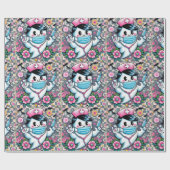 ハロウィーン幽霊ナースとマスクとシリンジ ラッピングペーパー (フラット)