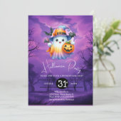 ハロウィーン幽霊ネオンバースデーパーティー 招待状 (スタンド正面)