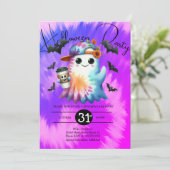 ハロウィーン幽霊ネオンパーティー絞り染めハンドドロー 招待状 (スタンド正面)