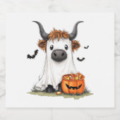 ハロウィーン幽霊ハイランドカウカpng スパークリングワインラベル (シングルラベル)