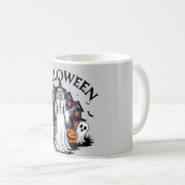 ハロウィーン幽霊ハウス，カボチャ，魔女，こうもり コーヒーマグカップ (正面右)