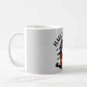 ハロウィーン幽霊ハウス，カボチャ，魔女，こうもり コーヒーマグカップ (左)