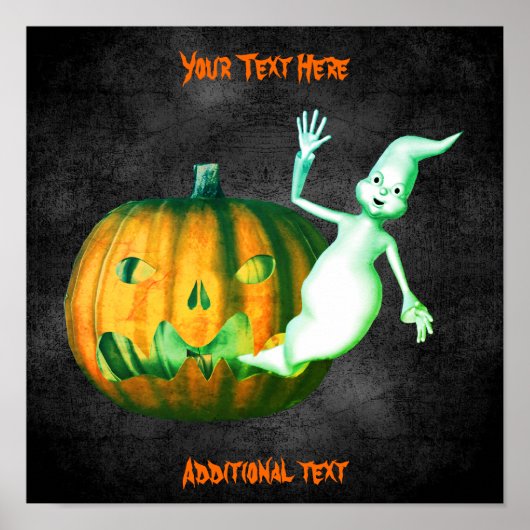 ハロウィーン幽霊ハロウィーンのカボチャのちょうちんキュイパーソナライズされたー ポスター (正面)