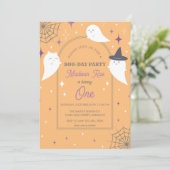 ハロウィーン幽霊パーティーアーチフレーム誕生日 招待状 (スタンド正面)