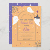 ハロウィーン幽霊パーティーアーチフレーム誕生日 招待状 (正面/裏面)