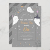 ハロウィーン幽霊パーティーアーチフレーム誕生日 招待状 (正面/裏面)