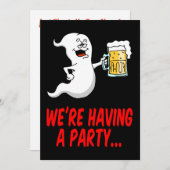 ハロウィーン幽霊ビールパン招待状 招待状 (正面/裏面)