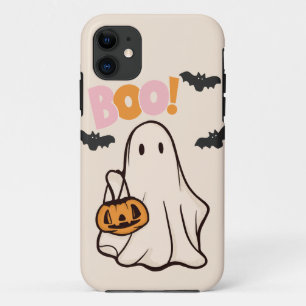 ハロウィーン幽霊ピンクとオレンジデザイン iPhone 11 ケース