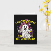 ハロウィーン幽霊ピープルオールインラウンドおもしろいGhosti カード (黄色い花)