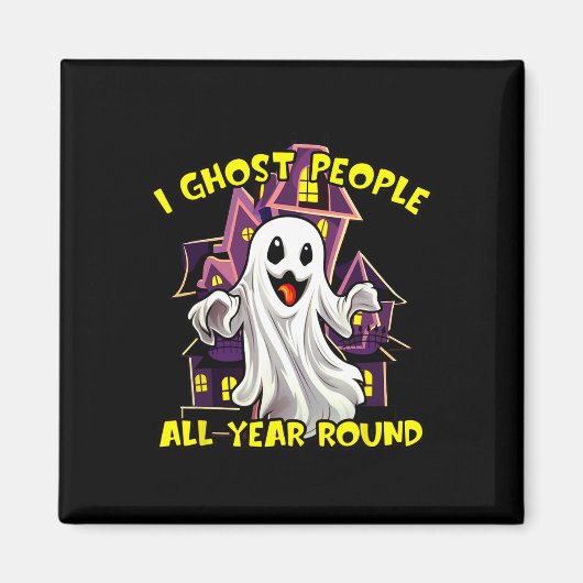 ハロウィーン幽霊ピープルオールインラウンドおもしろいGhosti マグネット (正面)