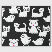 ハロウィーン幽霊フェレットドッグブラック ラッピングペーパー (フラット)