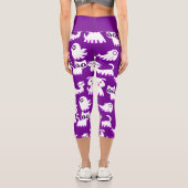 ハロウィーン幽霊フェレット犬パープル カプリレギンス (裏面)