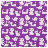 ハロウィーン幽霊フェレット犬パープル ファブリック (見本)