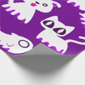 ハロウィーン幽霊フェレット犬パープル ラッピングペーパー (角)