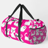 ハロウィーン幽霊フェレット犬ピンク ダッフルバッグ (右コーナー)
