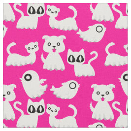 ハロウィーン幽霊フェレット犬ピンク ファブリック