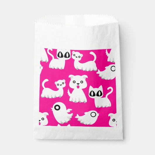 ハロウィーン幽霊フェレット犬ピンク フェイバーバッグ (正面)