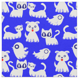 ハロウィーン幽霊フェレット犬ブルー ファブリック
