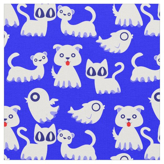 ハロウィーン幽霊フェレット犬ブルー ファブリック (クローズアップ)