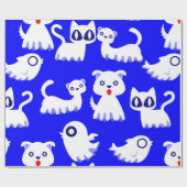 ハロウィーン幽霊フェレット犬ブルー ラッピングペーパー (フラット)
