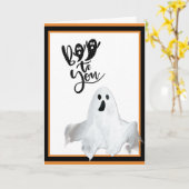 ハロウィーン幽霊ブトゥーユーおもしろいカワイイ カード (黄色い花)