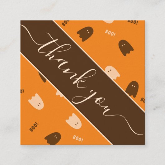 ハロウィーン幽霊ブパターン秋秋サンキュー スクエア名刺 (正面)
