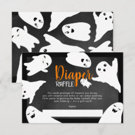 ハロウィーン幽霊ブラックおむつラッフルベビーシャワー エンクロージャーカード