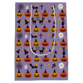 ハロウィーン幽霊ブラックキャットオレンジジャックオールタンタン ミディアムペーパーバッグ (裏面)