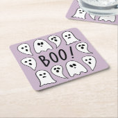 ハロウィーン幽霊ブー スクエアペーパーコースター (アングル)