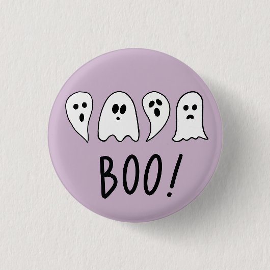 ハロウィーン幽霊ブー 缶バッジ (正面)