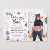 ハロウィーン幽霊ベビーガールシャワーパーティー写真 招待状 (正面)