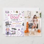 ハロウィーン幽霊ベビーガールシャワーパーティー写真 招待状 (正面)