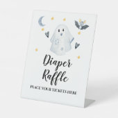 ハロウィーン幽霊ベビーシャワーおむつラッフル 台座サイン (正面)